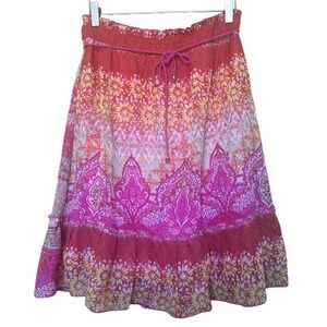 Vintage Amy Byer pink and orange floral midi skirt